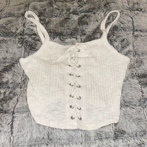 Forever 21 white ribbed tie up crop top. BRAND NEW